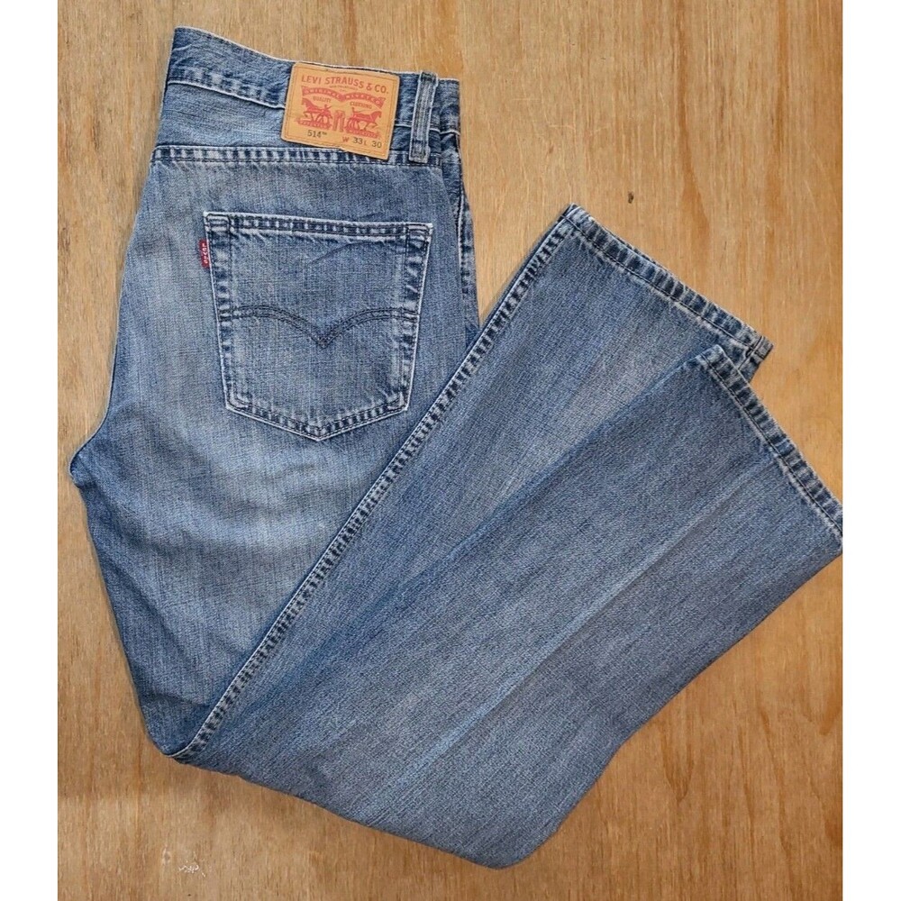 Levi’s 514 Straight Fit Jeans W33 L30 Light Wash Blue 100% Cotton 2014 - Picture 4 of 6